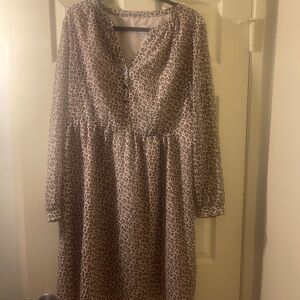 Sheer Sleeved Cheetah Dress
